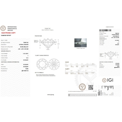 Diamante Certificato IGI   CT 1,00   F   VS 2