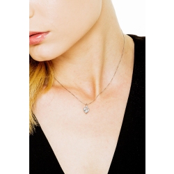 Collana con acquamarina cuore in oro bianco e diamante 2