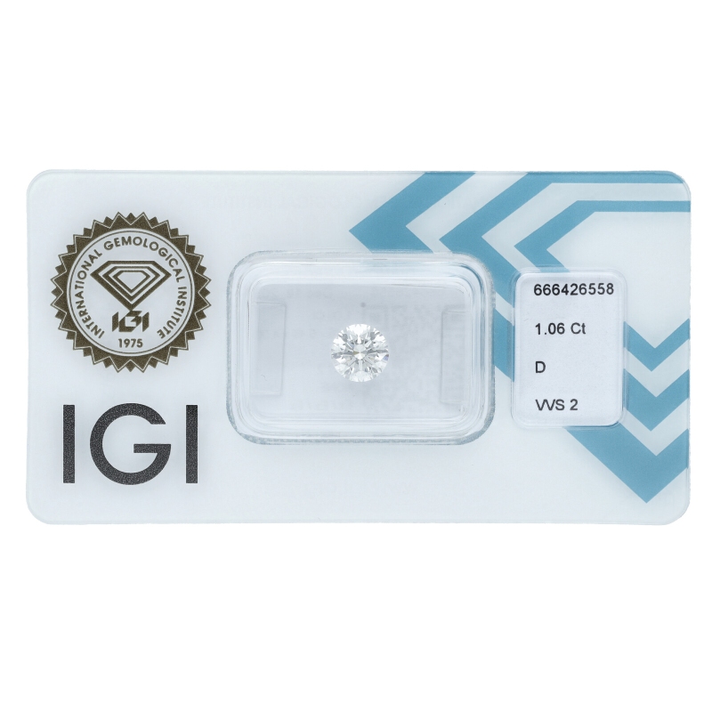 Diamante Certificato IGI   CT 1,06   D   VVS 2