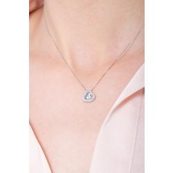 Collana con acquamarina cuore obliquo e diamanti in oro 18k 2