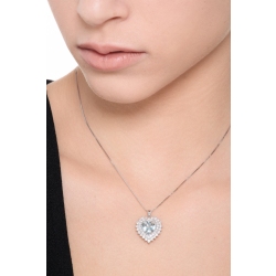 Collana con acquamarina cuore con diamanti in oro bianco 18k 2