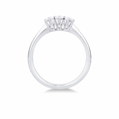 Anello trilogy in oro bianco 750 con 3 diamanti