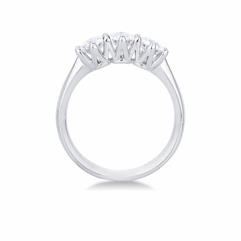 Anello trilogia in oro bianco 18k con diamanti