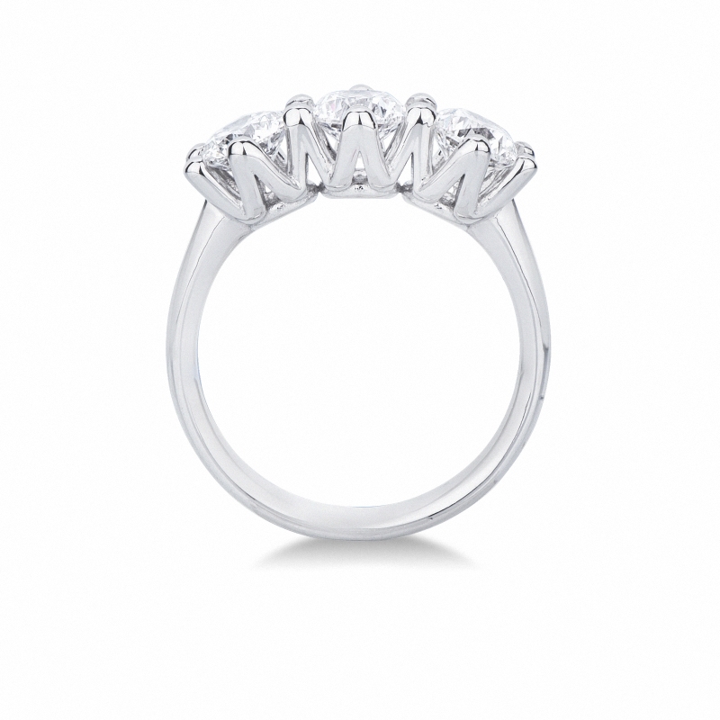 Anello trilogy con 3 diamanti in oro bianco 750 