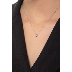 Collana in oro bianco 18k con pendente chicco di riso e diamante 2