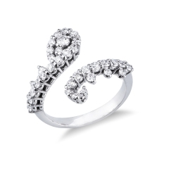 Anello contrariè design in oro bianco 18k con diamanti