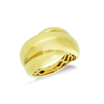 Anello fascia ad intreccio in oro giallo 18k