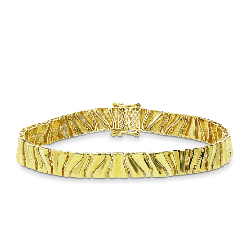 Bracciale in oro giallo 18k ondulato a specchio lucido