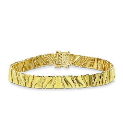 Bracciale in oro giallo 18k ondulato a specchio lucido