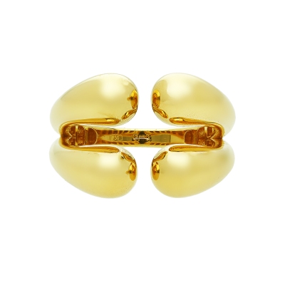 Anello aperto chunky doppia goccia in oro giallo 18k