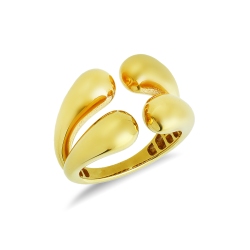 Anello aperto chunky doppia goccia in oro giallo 18k
