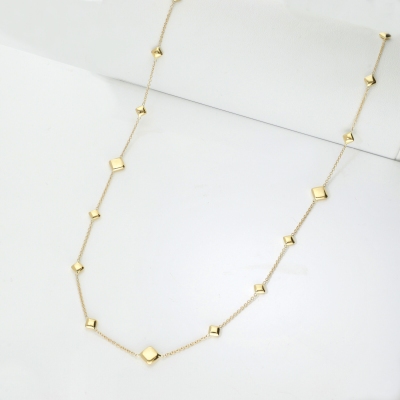 Collana in oro giallo 18k con quadratini lucidi, 90 cm
