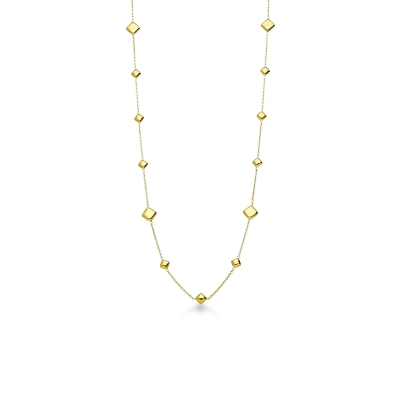 Collana in oro giallo 18k con quadratini lucidi, 90 cm