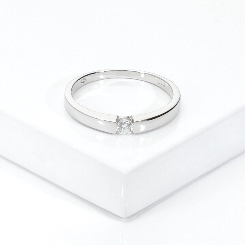 Anello solitario Amore Mio Unico 0.10 ct oro bianco