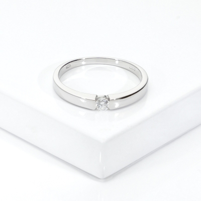 Anello solitario Amore Mio Unico 0.10 ct oro bianco
