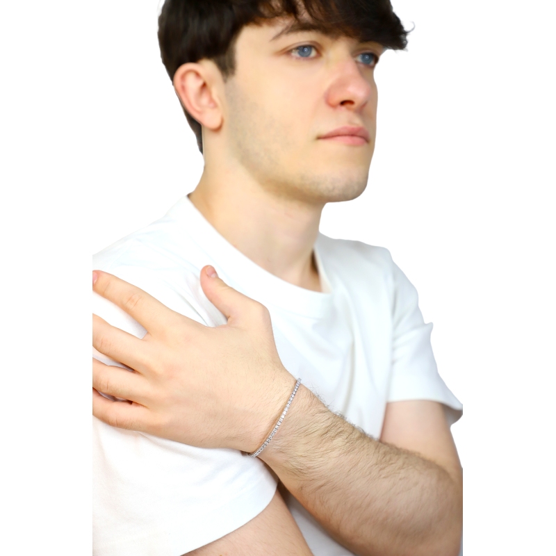 Tennis elastico in oro bianco 18k con diamanti