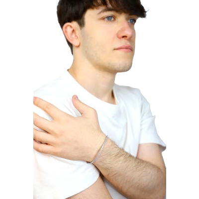 Tennis elastico in oro bianco 18k con diamanti