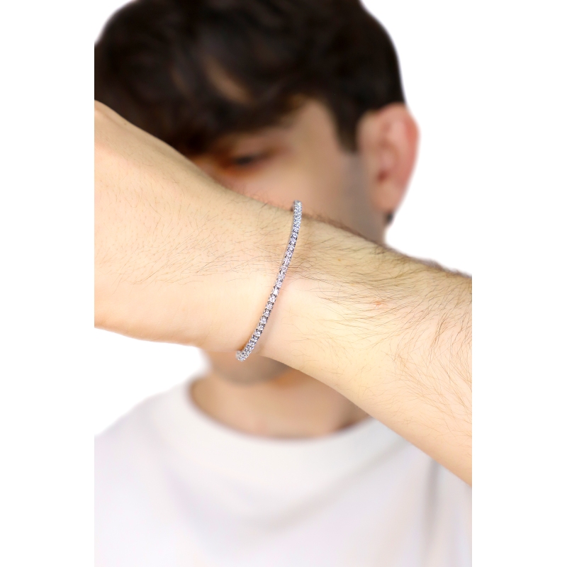 Tennis elastico in oro bianco 18k con diamanti