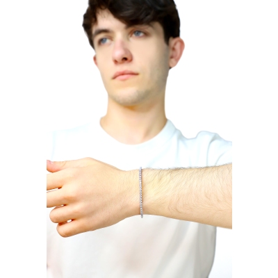 Tennis griffe elastico con diamanti in oro bianco 750