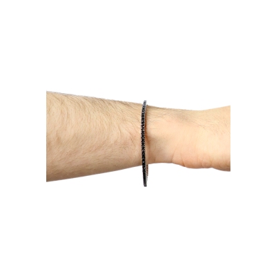 Bracciale elastico tennis con diamanti neri in oro bianco 18k