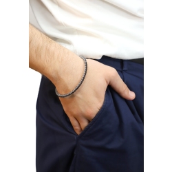 Bracciale tennis griffe elastico con diamanti neri in oro bianco 18k 2