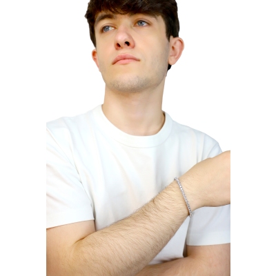 Bracciale Tennis elastico con diamanti in oro bianco 18k