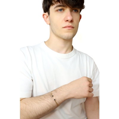 Bracciale rigido con diamanti neri in oro rosa 18k