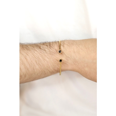 Bracciale rigido con diamanti neri in oro rosa 18k