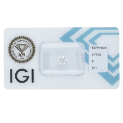 Diamante Certificato IGI   CT 0,70   E   SI 1