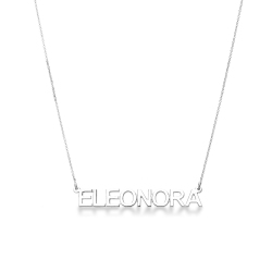 Collana personalizzabile oro bianco 18k in stampatello, ELEONORA