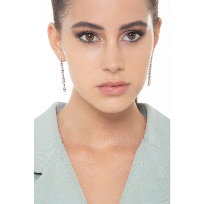 Orecchini tennis in oro bianco 18k con diamanti da 0,05 ct