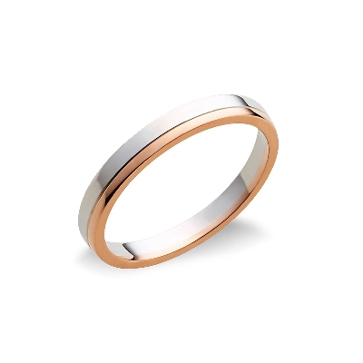 Fede Mod. Anniversario in oro bianco e rosa 18k