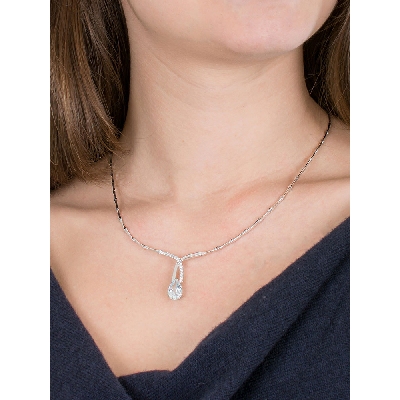 Collana semirigida in oro bianco 18k con acquamarina e diamanti