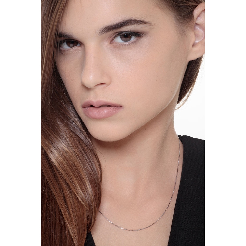 Collana veneziana in oro bianco 18k, cm 45