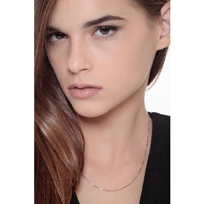 Collana veneziana in oro bianco 18k, cm 45