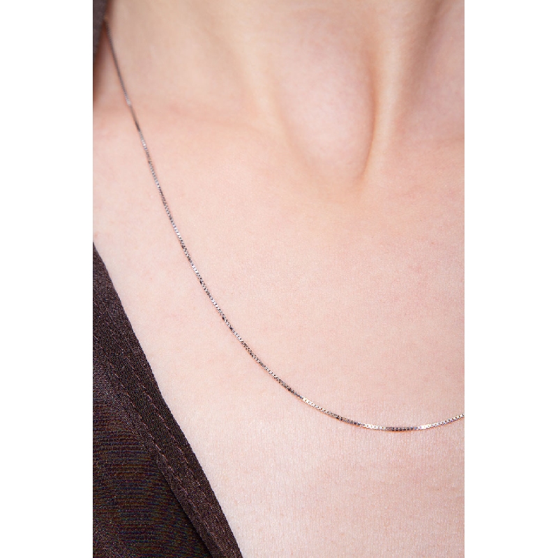 Catena veneziana in oro bianco 18k, cm 45.