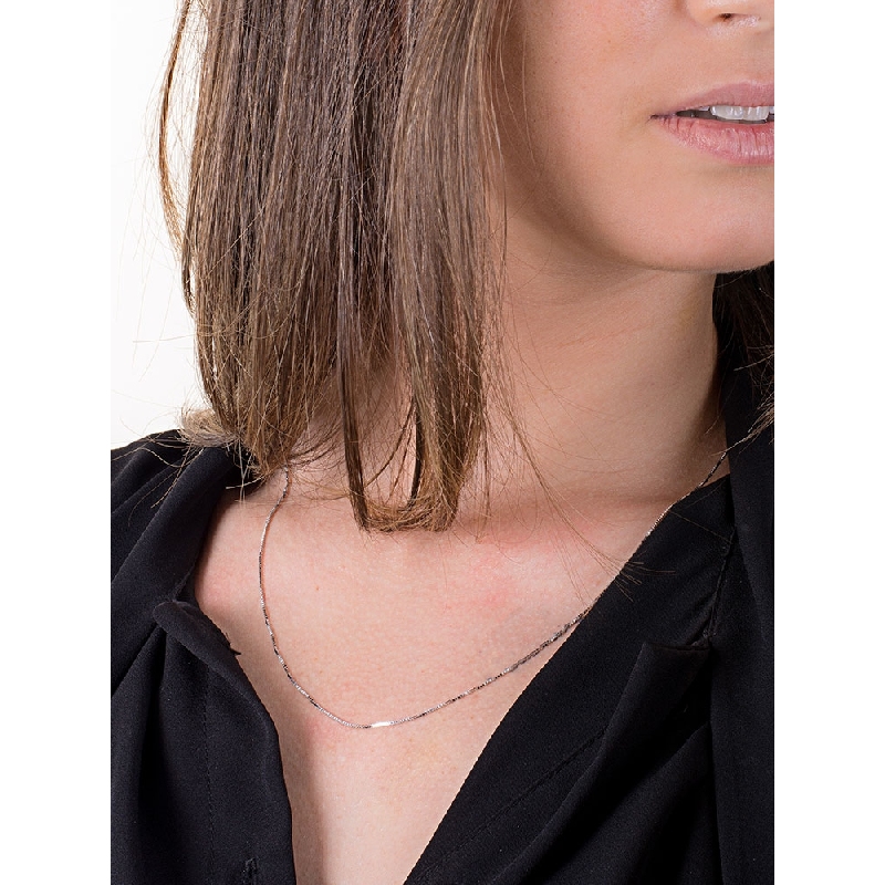 Catena veneziana in oro bianco 18k, cm 50.