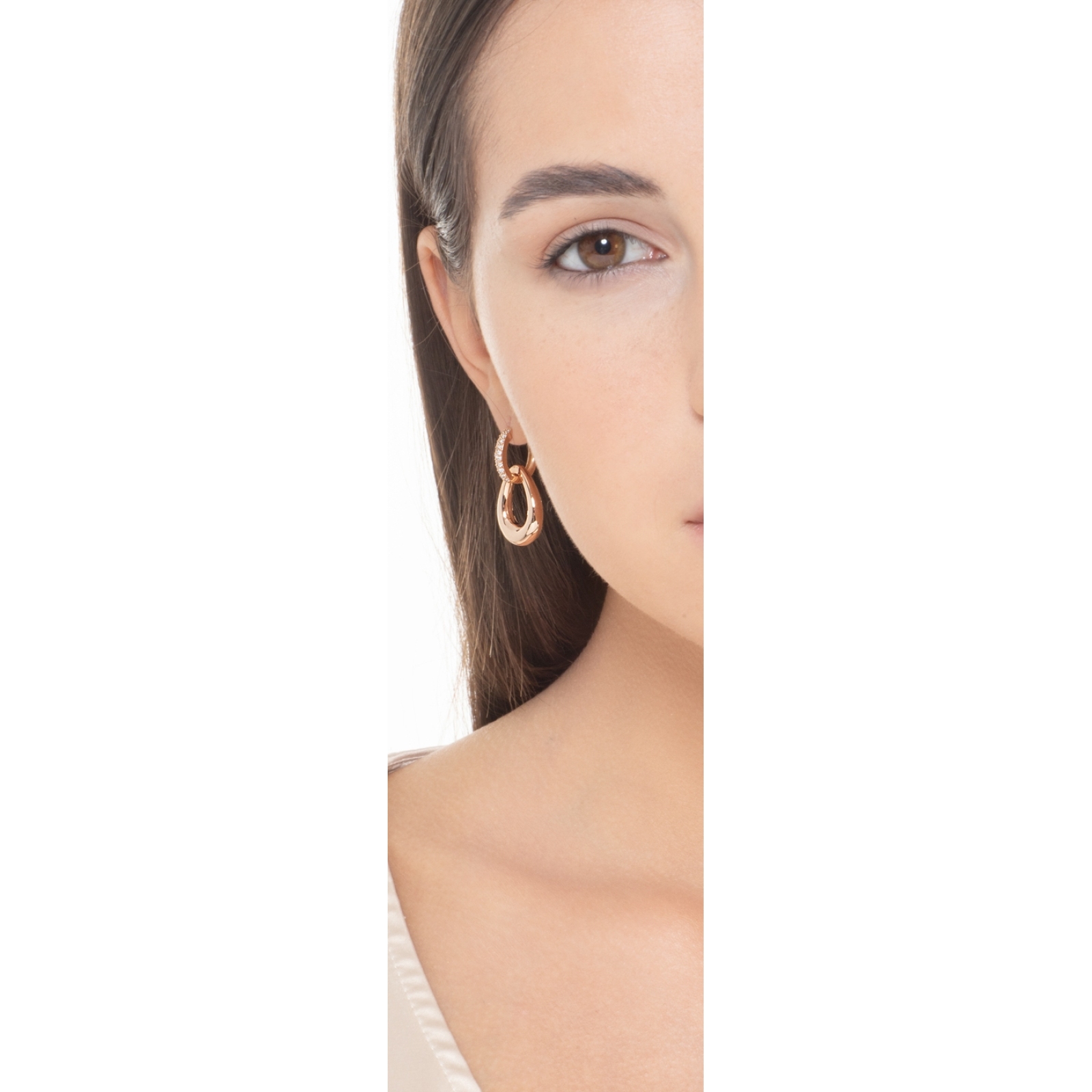 Orecchini Goccia Oro Rosa in Argento 925 100% made italy