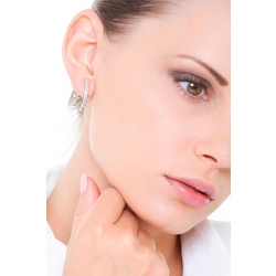 Naava Orecchini Pendenti Oro Bianco 9kt Con Turchese Ovale E Diamante - Eleganza Italiana
