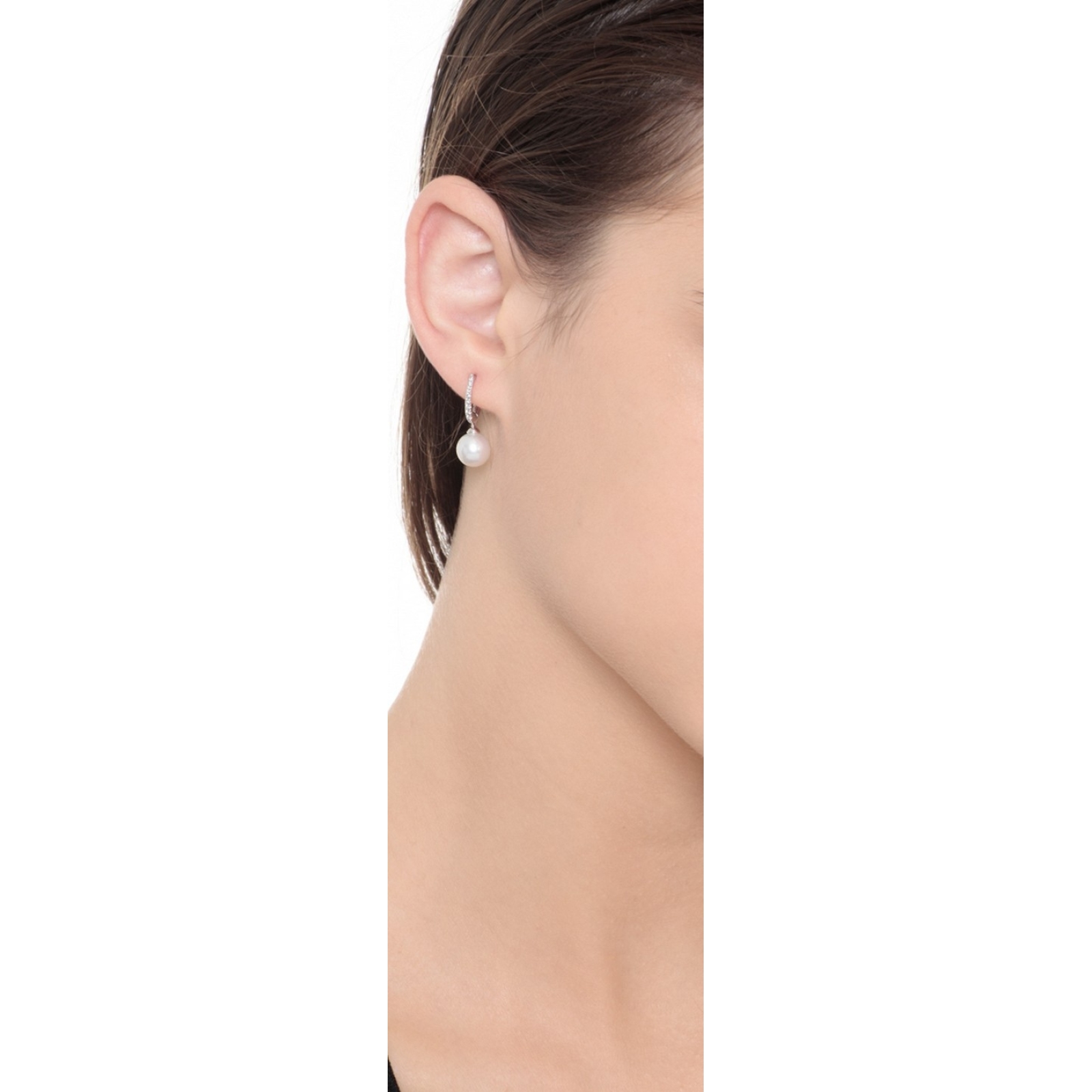 Orecchini A Goccia In Oro Bianco 18 Carati Con Perle Coltivate – 24 Mm, Confezione Regalo