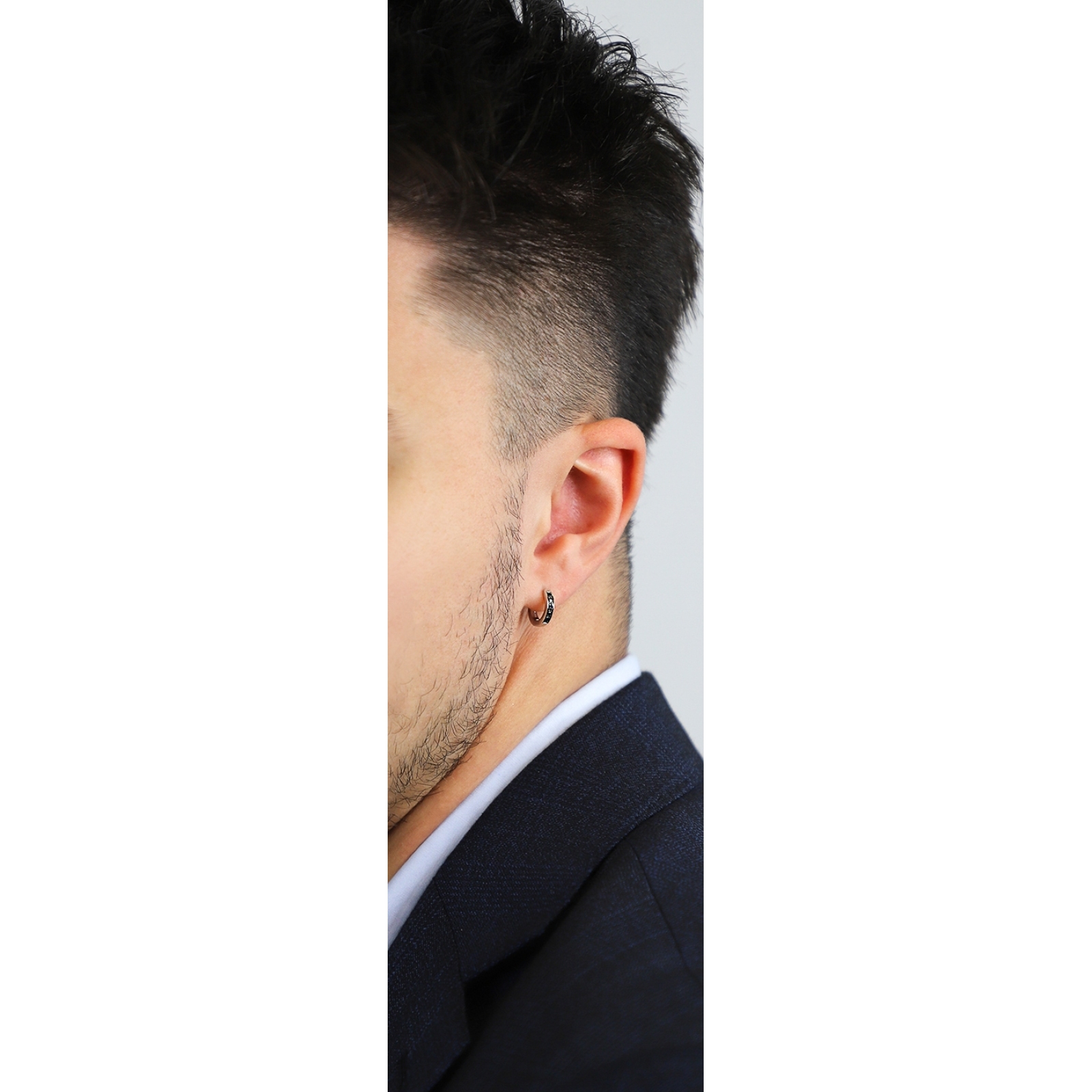 Immobird Orecchini A Cerchio Unisex Con Zirconia Nera - Argento 925, Ipoallergenici, Gioielli Da Uomo E Donna Per Cene E Appuntamenti