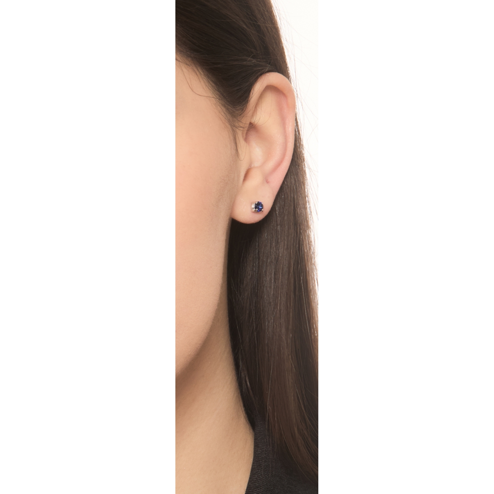 Orecchini Punto Luce In Oro Giallo 9ct Con Zaffiri 4mm E Castone Battuto – Peso 0,3g - 3