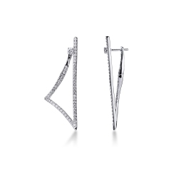 Geometric drop earrings in 18k white gold with diamonds