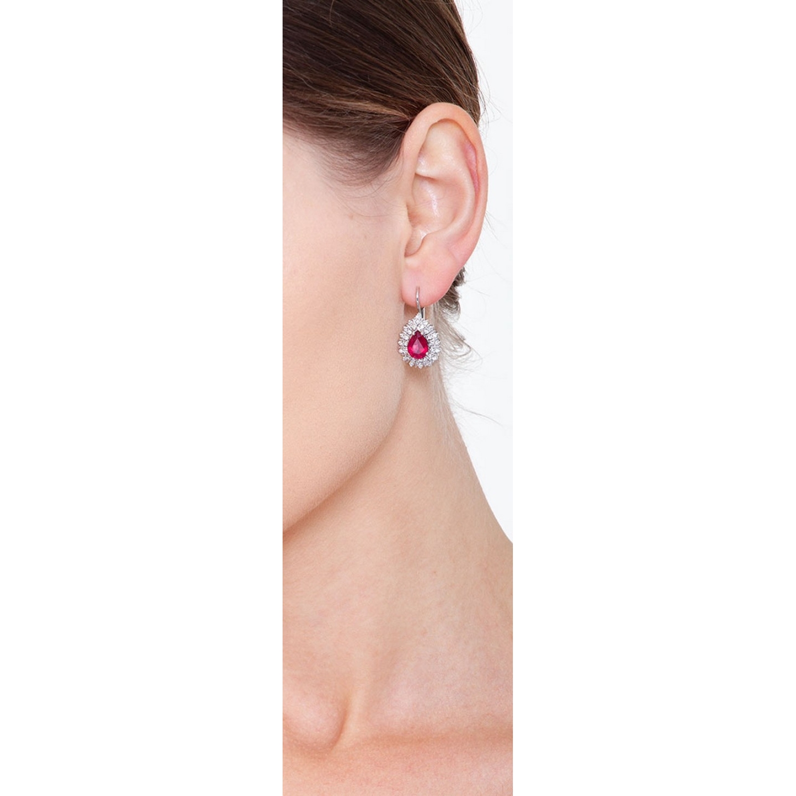Orecchini Donna Miore In Oro Bianco 9KT (375) Con Smeraldi Sintetici Verdi – Tondi A Bottone Lucidi – Gioiello Anallergico Di Lusso In Astuccio Regalo