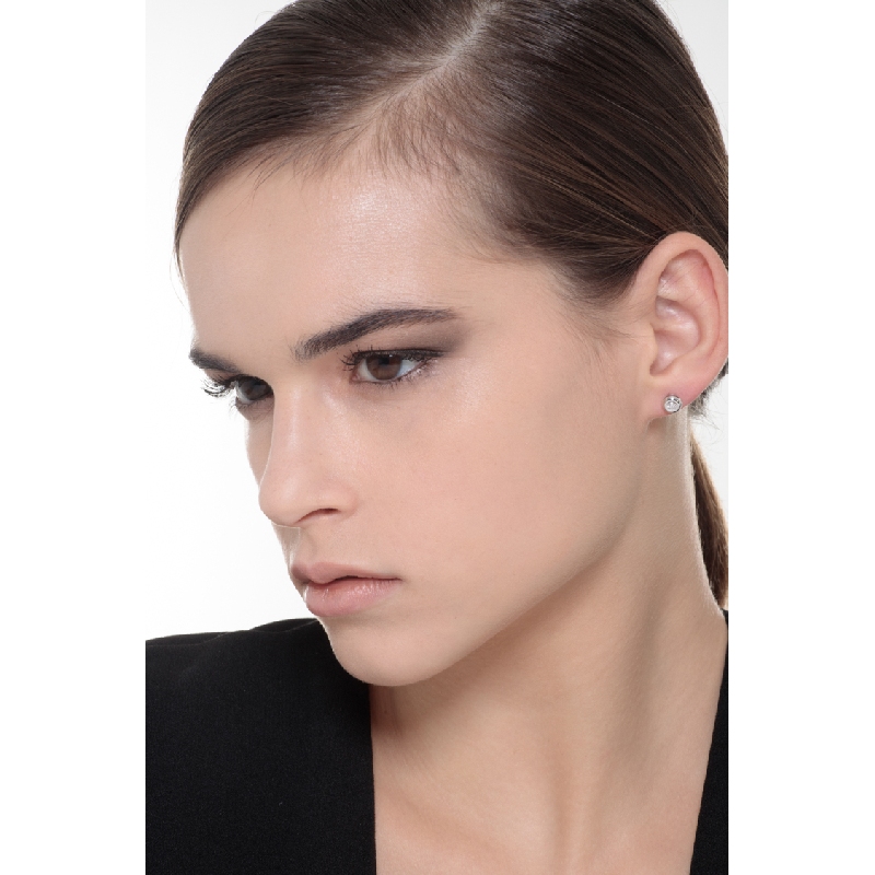 Orecchini in oro bianco 18k con diamanti, ct. 0,16