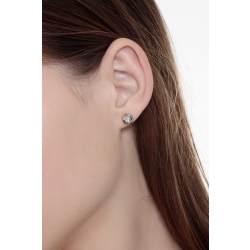 Orecchini punto luce cipollina in oro bianco 18k con diamanti, ct. 0,30 2