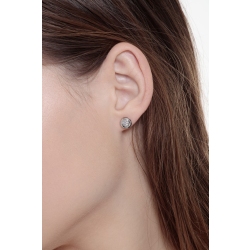 Orecchini punto luce cipollina in oro bianco 18k con diamanti, ct. 0,40 2