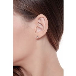 Orecchini in oro bianco 18k a griffe con diamanti, ct. 0,20 2