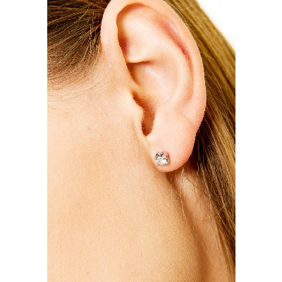 Orecchini in oro Bianco 18k a 4 griffe con diamanti, ct. 0,40