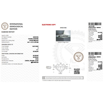 Diamante Certificato IGI   CT 0,40   E   SI 1